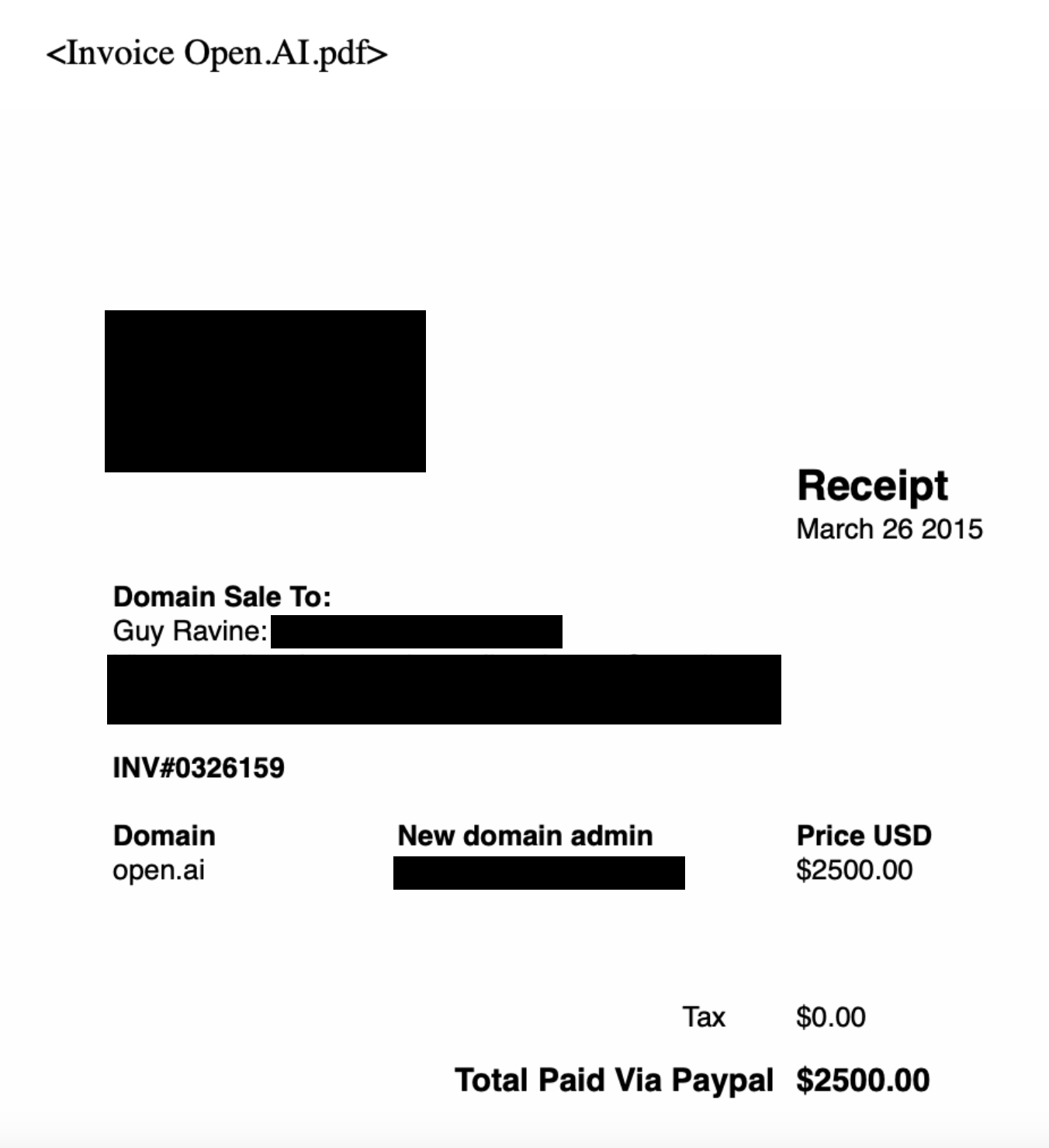 Open.ai acquisition receipt